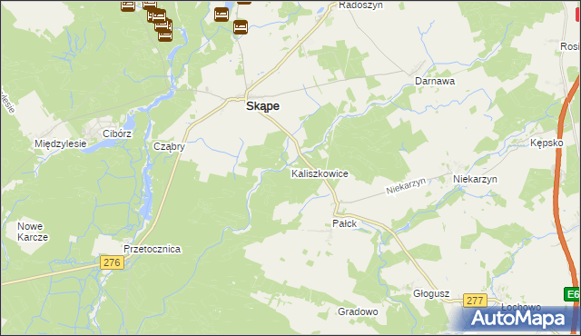mapa Kaliszkowice gmina Skąpe, Kaliszkowice gmina Skąpe na mapie Targeo