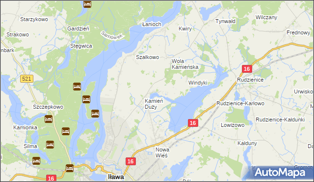 mapa Kamień Mały gmina Iława, Kamień Mały gmina Iława na mapie Targeo