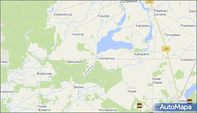 mapa Kamienica gmina Wągrowiec, Kamienica gmina Wągrowiec na mapie Targeo