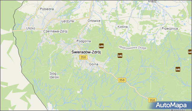 mapa Kamienna Góra gmina Mirsk, Kamienna Góra gmina Mirsk na mapie Targeo