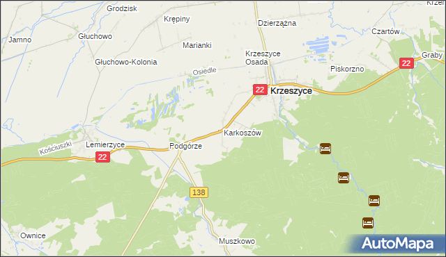 mapa Karkoszów, Karkoszów na mapie Targeo