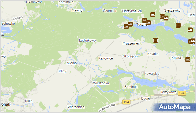 mapa Karłowice gmina Swarzędz, Karłowice gmina Swarzędz na mapie Targeo