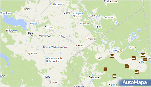 mapa Karsin powiat kościerski, Karsin powiat kościerski na mapie Targeo