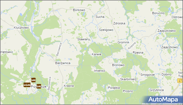 mapa Karwie gmina Połczyn-Zdrój, Karwie gmina Połczyn-Zdrój na mapie Targeo