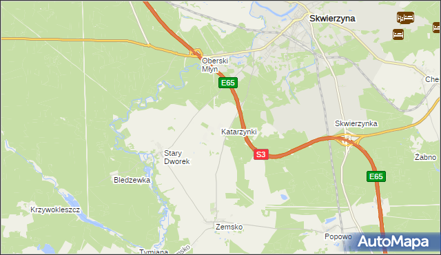 mapa Katarzynki gmina Bledzew, Katarzynki gmina Bledzew na mapie Targeo