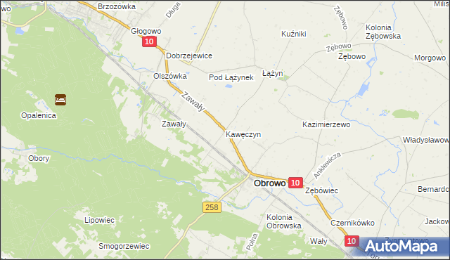 mapa Kawęczyn gmina Obrowo, Kawęczyn gmina Obrowo na mapie Targeo