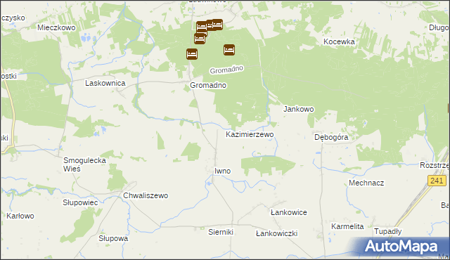 mapa Kazimierzewo gmina Kcynia, Kazimierzewo gmina Kcynia na mapie Targeo