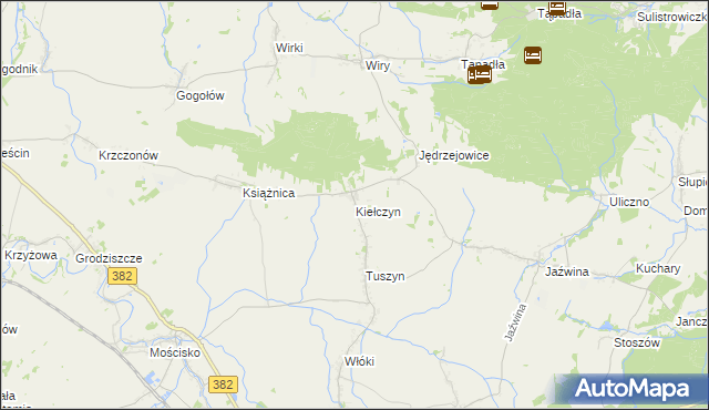 mapa Kiełczyn gmina Dzierżoniów, Kiełczyn gmina Dzierżoniów na mapie Targeo