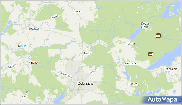 mapa Kielno gmina Dobrzany, Kielno gmina Dobrzany na mapie Targeo