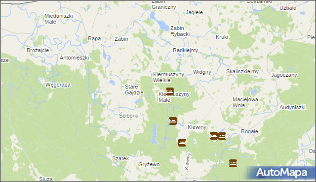 mapa Kiermuszyny Małe, Kiermuszyny Małe na mapie Targeo