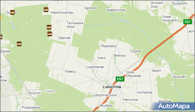 mapa Kierz gmina Lubochnia, Kierz gmina Lubochnia na mapie Targeo