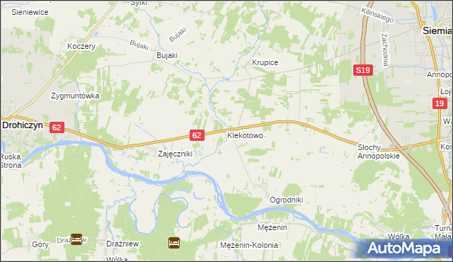 mapa Klekotowo gmina Siemiatycze, Klekotowo gmina Siemiatycze na mapie Targeo