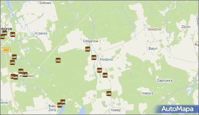 mapa Kłodzino gmina Rąbino, Kłodzino gmina Rąbino na mapie Targeo