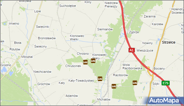 mapa Klonowiec Stary, Klonowiec Stary na mapie Targeo