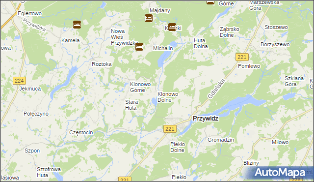 mapa Klonowo Dolne, Klonowo Dolne na mapie Targeo