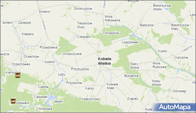 mapa Kobiele Wielkie, Kobiele Wielkie na mapie Targeo