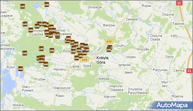 mapa Kobyla Góra powiat ostrzeszowski, Kobyla Góra powiat ostrzeszowski na mapie Targeo