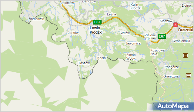 mapa Kocioł gmina Lewin Kłodzki, Kocioł gmina Lewin Kłodzki na mapie Targeo