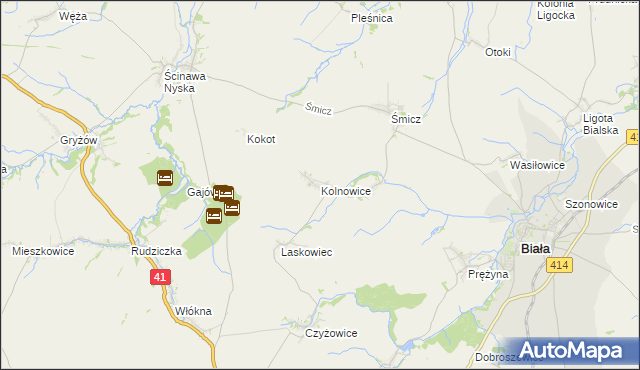 mapa Kolnowice, Kolnowice na mapie Targeo