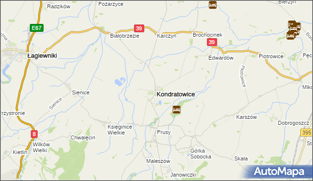 mapa Kondratowice, Kondratowice na mapie Targeo