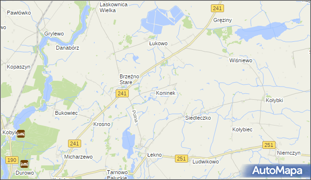 mapa Koninek gmina Wągrowiec, Koninek gmina Wągrowiec na mapie Targeo