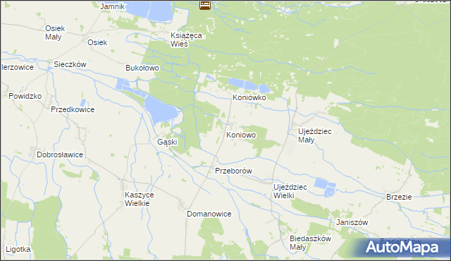 mapa Koniowo gmina Trzebnica, Koniowo gmina Trzebnica na mapie Targeo