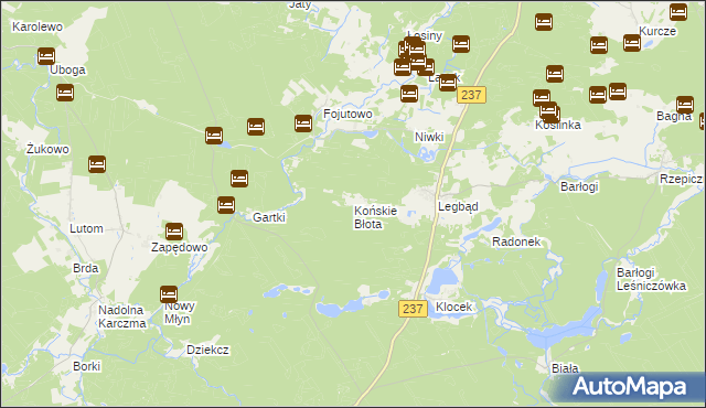 mapa Końskie Błota, Końskie Błota na mapie Targeo