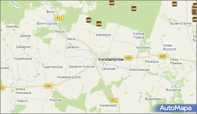 mapa Konstantynów powiat bialski, Konstantynów powiat bialski na mapie Targeo