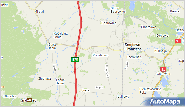 mapa Kopytkowo gmina Smętowo Graniczne, Kopytkowo gmina Smętowo Graniczne na mapie Targeo