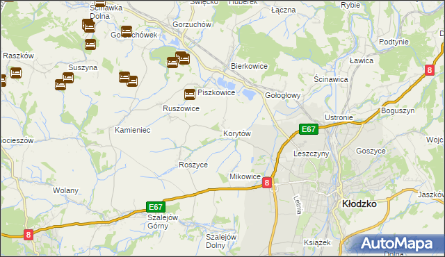 mapa Korytów gmina Kłodzko, Korytów gmina Kłodzko na mapie Targeo