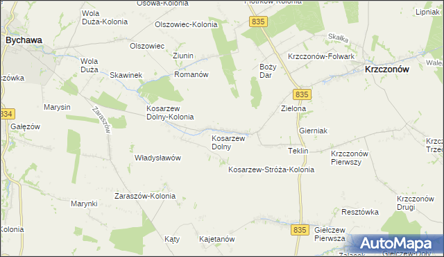 mapa Kosarzew Górny, Kosarzew Górny na mapie Targeo