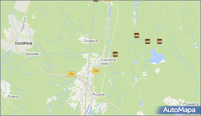 mapa Kościelna Wieś gmina Węgliniec, Kościelna Wieś gmina Węgliniec na mapie Targeo