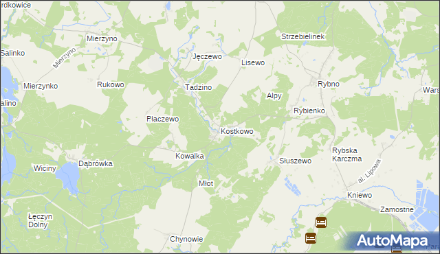 mapa Kostkowo gmina Gniewino, Kostkowo gmina Gniewino na mapie Targeo