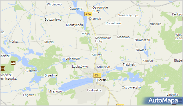 mapa Kotowo gmina Dolsk, Kotowo gmina Dolsk na mapie Targeo