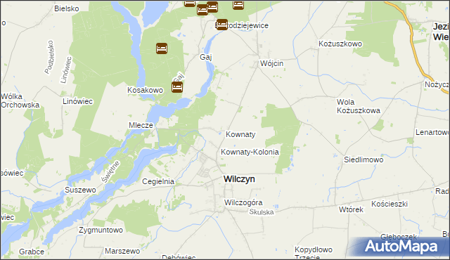 mapa Kownaty gmina Wilczyn, Kownaty gmina Wilczyn na mapie Targeo