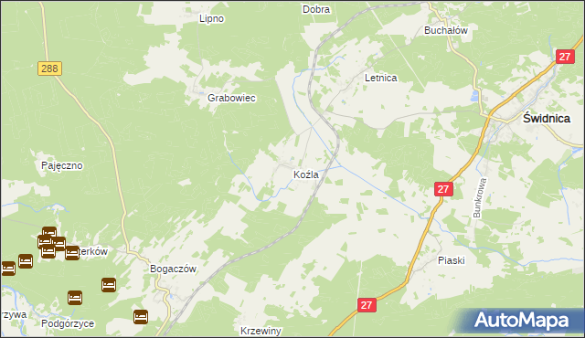 mapa Koźla, Koźla na mapie Targeo