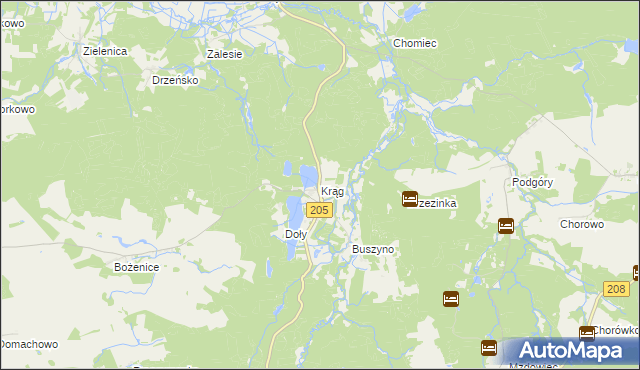 mapa Krąg gmina Polanów, Krąg gmina Polanów na mapie Targeo