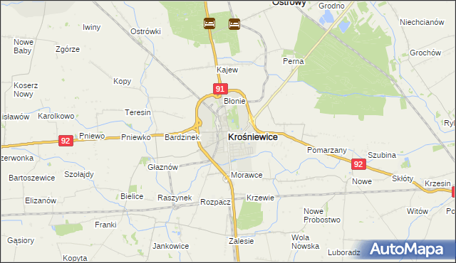 mapa Krośniewice, Krośniewice na mapie Targeo