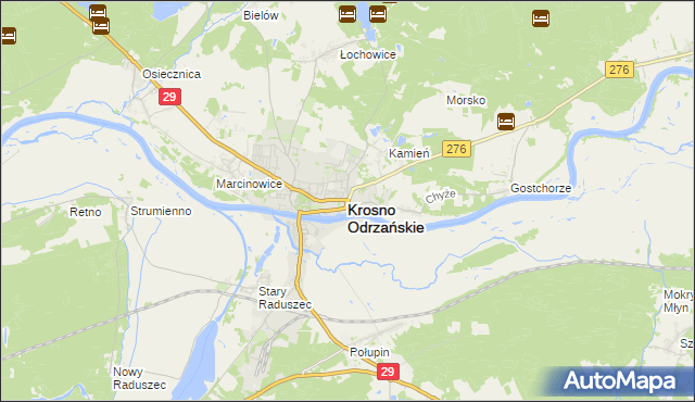 mapa Krosno Odrzańskie, Krosno Odrzańskie na mapie Targeo