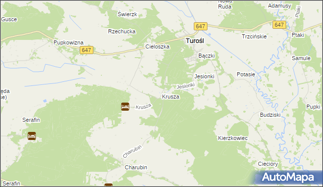 mapa Krusza, Krusza na mapie Targeo