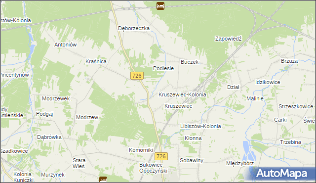 mapa Kruszewiec-Kolonia, Kruszewiec-Kolonia na mapie Targeo