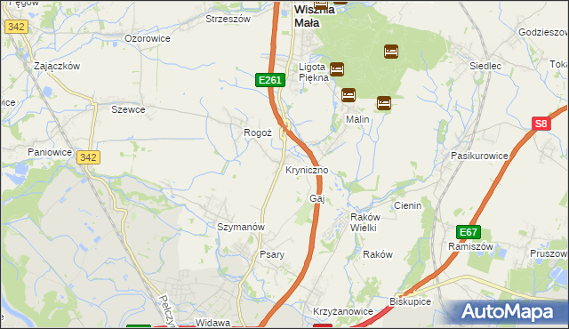 mapa Kryniczno gmina Wisznia Mała, Kryniczno gmina Wisznia Mała na mapie Targeo