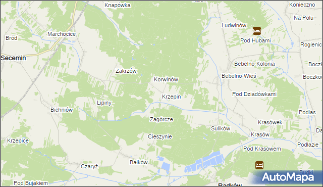 mapa Krzepin, Krzepin na mapie Targeo