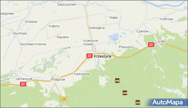 mapa Krzeszyce, Krzeszyce na mapie Targeo