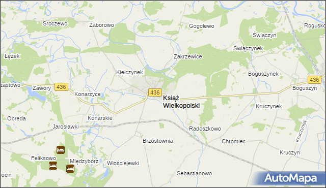 mapa Książ Wielkopolski, Książ Wielkopolski na mapie Targeo