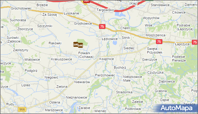 mapa Książnice gmina Gdów, Książnice gmina Gdów na mapie Targeo