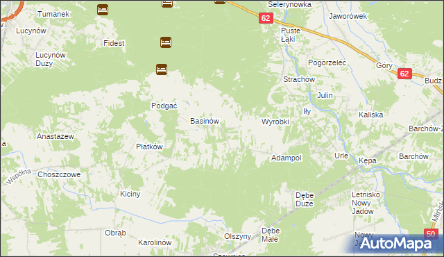 mapa Kukawki gmina Jadów, Kukawki gmina Jadów na mapie Targeo