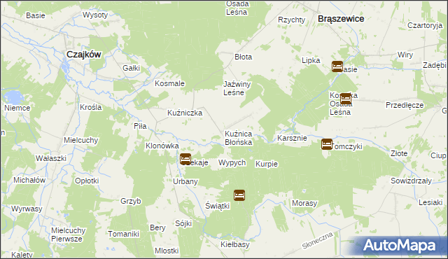 mapa Kuźnica Błońska, Kuźnica Błońska na mapie Targeo