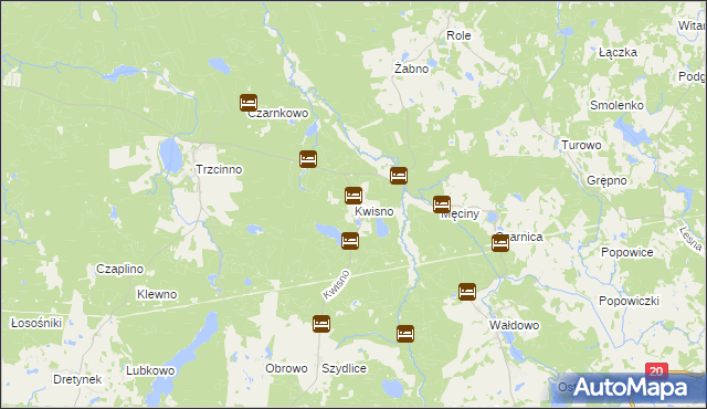 mapa Kwisno, Kwisno na mapie Targeo