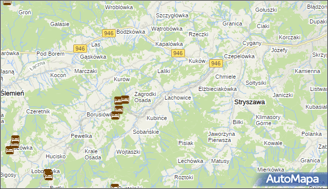 mapa Lachowice, Lachowice na mapie Targeo